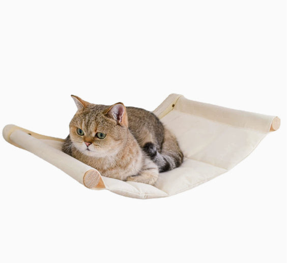 Cat window perch screw-mount hardware detail